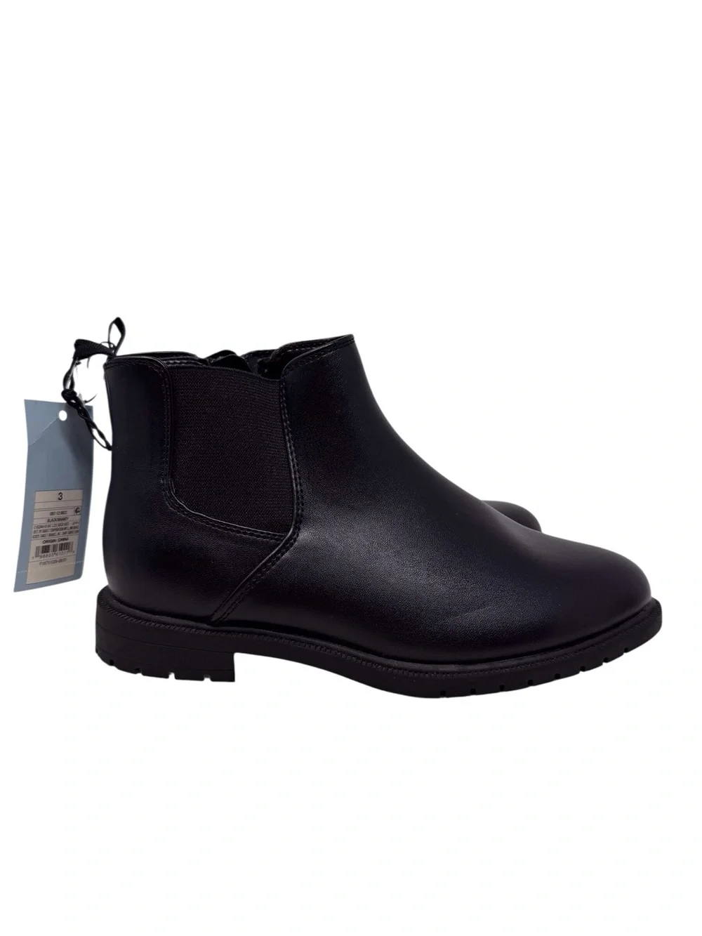 Cat & Jack Black/Brandy Zip Close Ankle Boot Girls Size 3 New With Tag